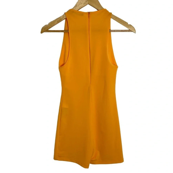 Zara High Neck Romper Tangerine Orange Size S High Neck Stretch Sleeveless - Picture 3 of 11